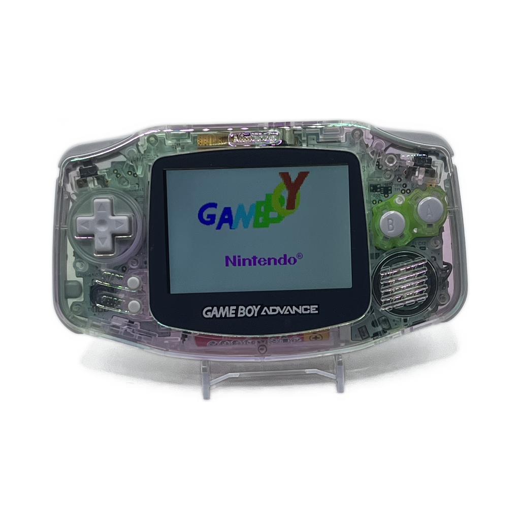 Nintendo Game Boy Advance Clear — powered on, boot screen