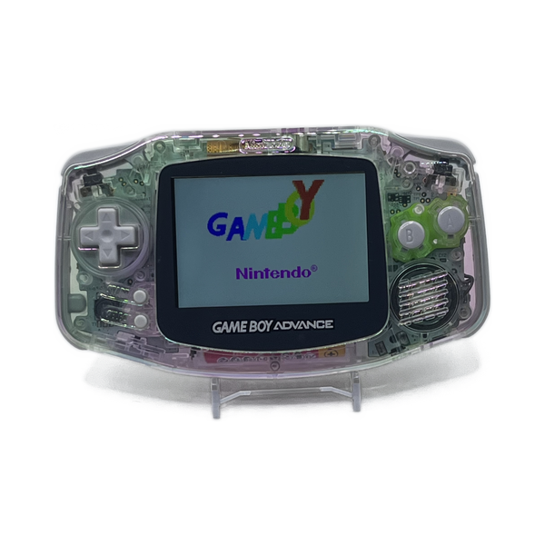 Nintendo Game Boy Advance Clear — powered on, boot screen