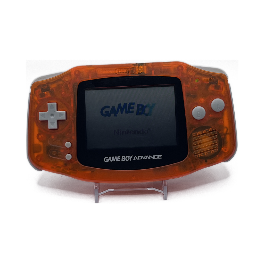 Nintendo Game Boy Advance Clear Orange — powered on, boot screen